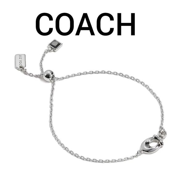 Coach Jewelry - NWT COACH Silver Chubby C Charm Adjustable Slider Bracelet